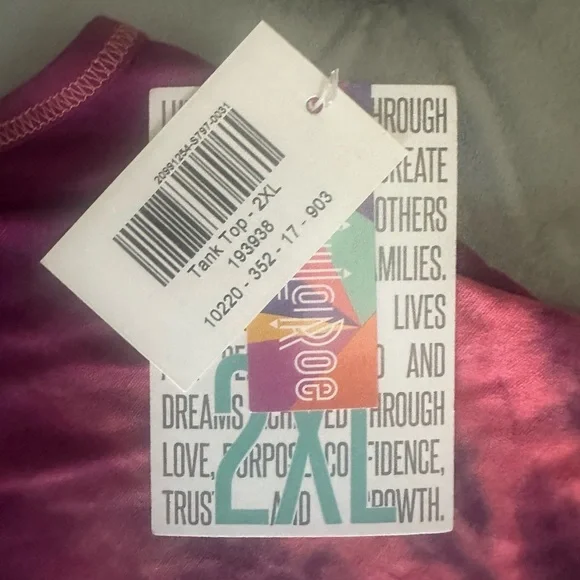 LuLaRoe peachy/pink & purple loose-fitting Tank Top with Tie-Dye Design - Picture 5 of 6